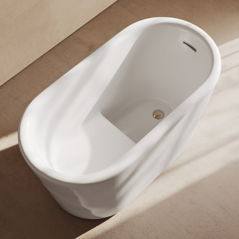 Nanterre 51" Japanese Soaking Freestanding Bathtub in Glossy White, Drain Included