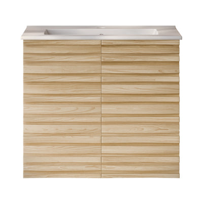 Cascade 24" Wall-Mounted Bathroom Vanity in Natural Oak with Sink Top