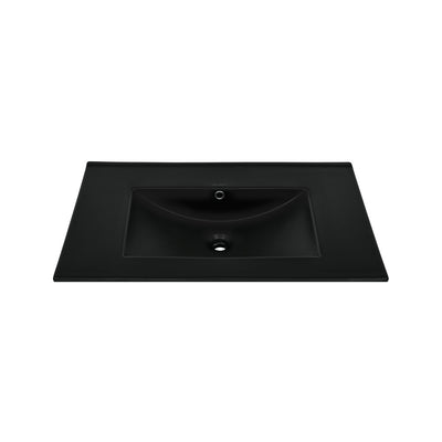 30" Zero Hole Vanity Sink Top in Matte Black