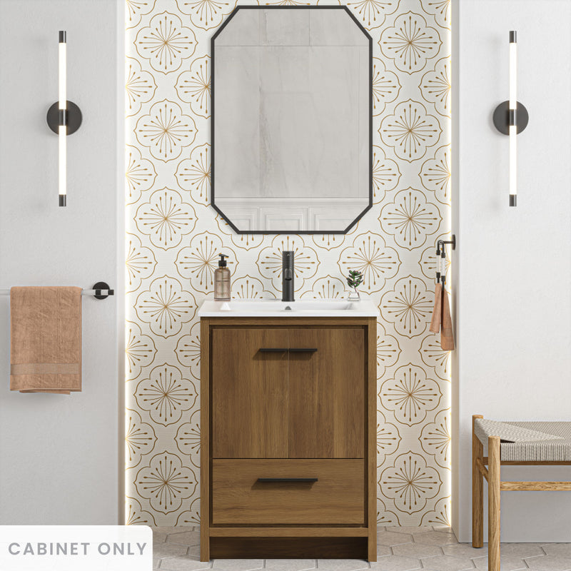 Virage 24" Freestanding Bathroom Vanity in Brown Oak without Sink Top