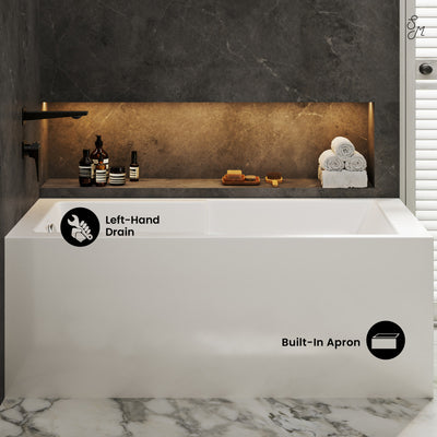 Voltaire 60 x 32 Left Hand Drain Drain Alcove Tub with Corner Apron