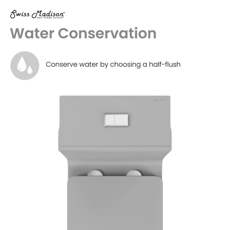Concorde One Piece Square Toilet Dual Flush in Matte Gray 1.1/1.6 gpf