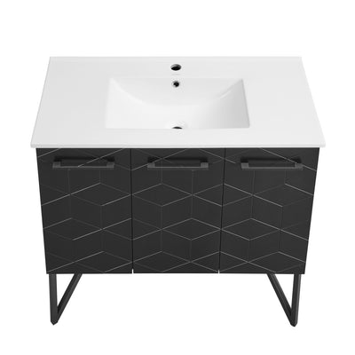 Annecy 36" Freestanding Bathroom Vanity in Phantom Black with Sink Top