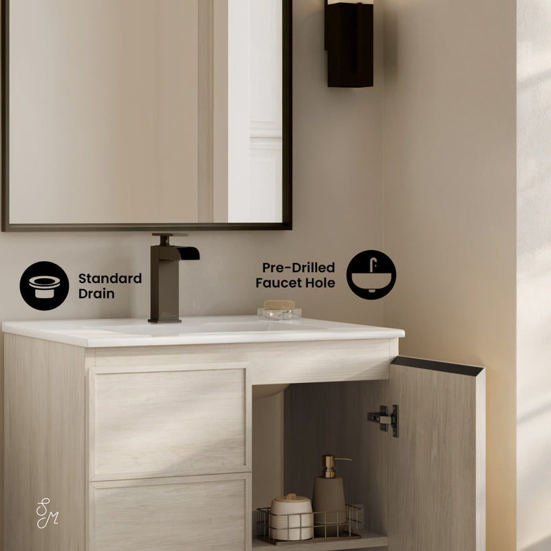 St. Tropez 24" Freestanding Bathroom Vanity in White Oak with Sink Top