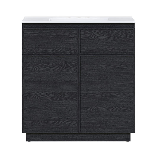 St. Tropez 36" Freestanding Bathroom Vanity in Black Oak with 3-Hole Widespread Sink Top