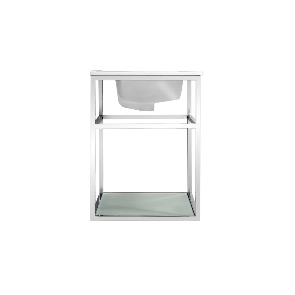 Pierre 24" Open Shelf Chrome Frame Wall-Mounted Bathroom Vanity with Sink Top