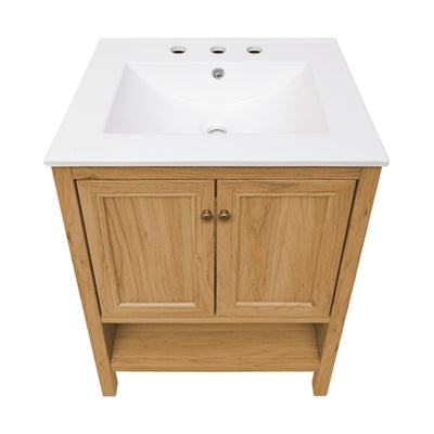 Chateau 24" Freestanding Bathroom Vanity in Golden Oak with 3-Hole Centerset Sink Top