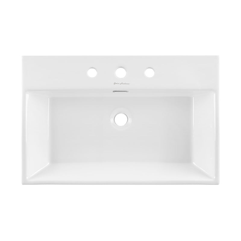 Claire 24" Rectangle Wall-Mount Bathroom Sink with 8" Widespread Holes