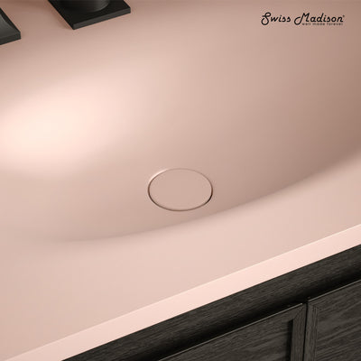 Lisse Concrete Bathroom Sink Non-Overflow Pop Up Drain in Matte Blush