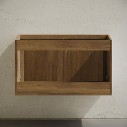 Classe 36" Wall-Mounted Bathroom Vanity in Brown Oak without Sink Top
