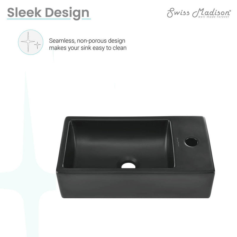 18 inch Ceramic Vanity Sink Top in Matte Black