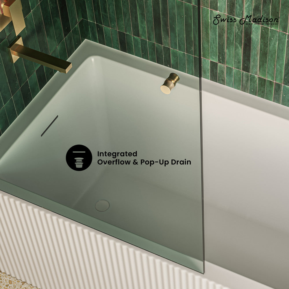 Lafayette 60 x 32 Skirted Left Drain Soaking Apron Bathtub in Glossy White with Integrated Overflow and Drain