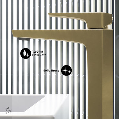 Voltaire Single Hole, Single-Handle, High Arc Bathroom Faucet in Brushed Gold