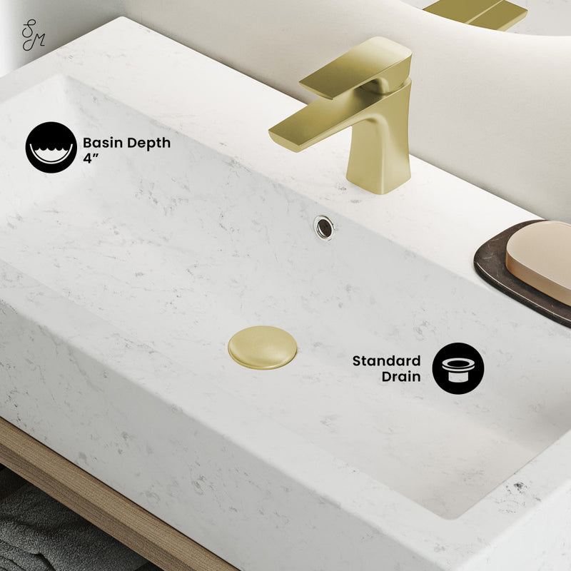 Voltaire Wide Rectangle Vessel Sink in Static Marble