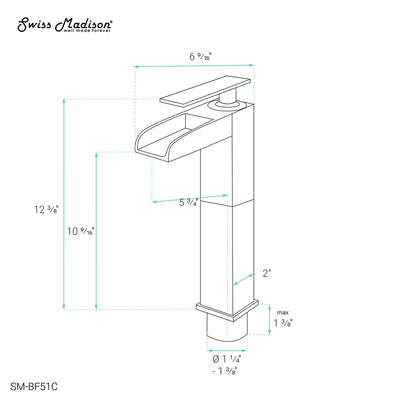 Concorde Single Hole, Single-Handle, High Arc Waterfall, Bathroom Faucet in Chrome