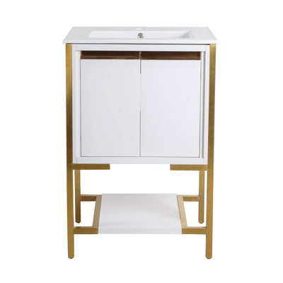 Marseille 24" Bathroom Vanity in White and Brushed Gold