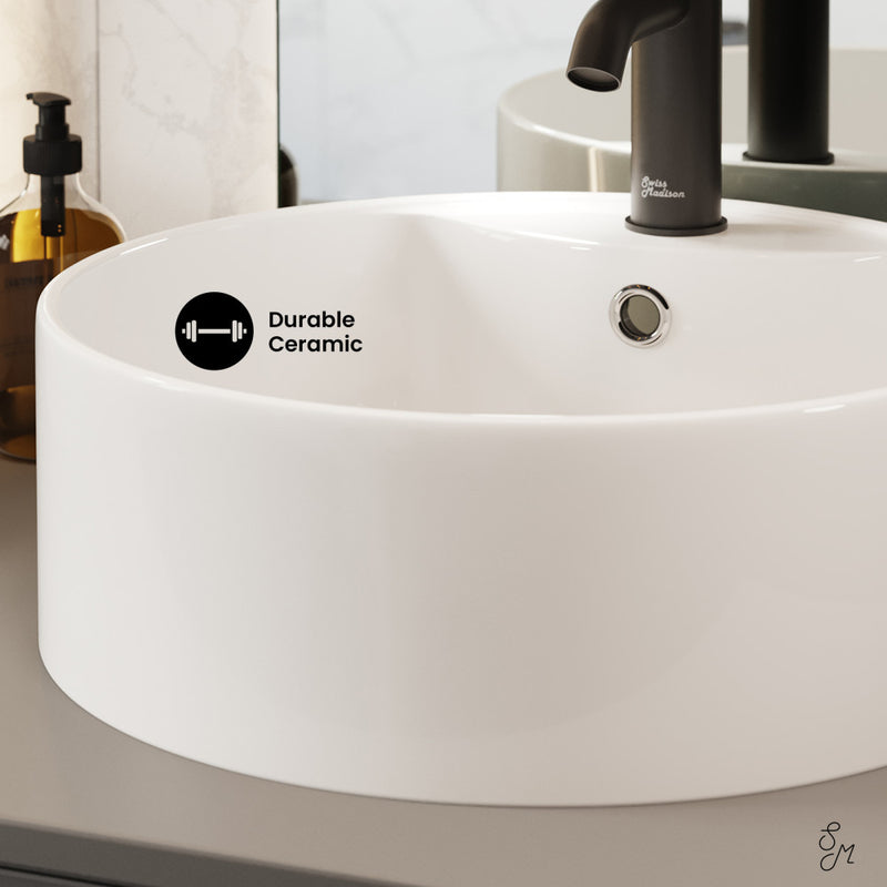 Monaco Round Vessel Sink with Faucet Mount