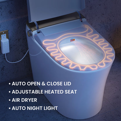 Hugo O Smart Toilet 12" Rough-in ADA Height in Glossy White with Integrated Tank, Auto Open/Close Lid, Foam Shield, UV Sterilization