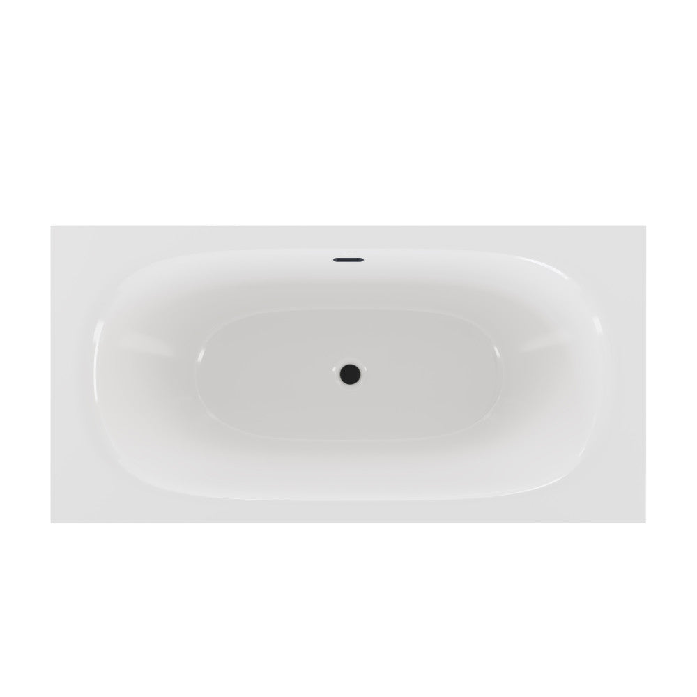 Pierre 60" Soaking Freestanding Bathtub in Glossy White, Black Frame Included