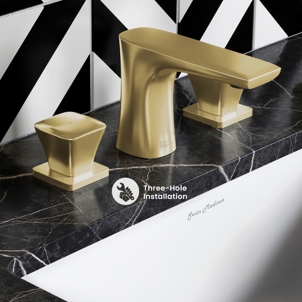 Monaco 8 in. Widespread, 2-Handle, Bathroom Faucet in Brushed Gold
