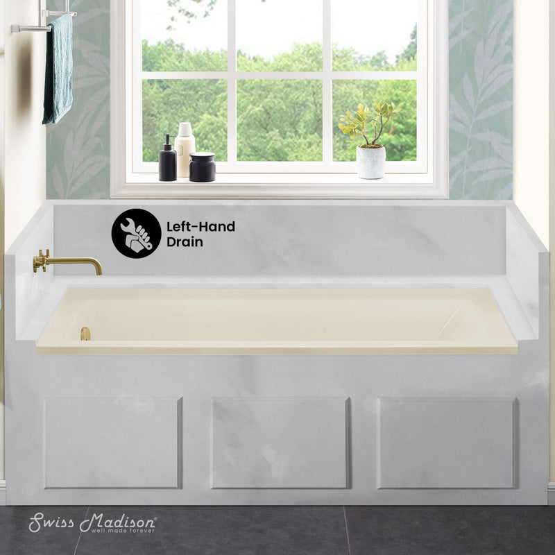 Voltaire 60" x 30" Left-Hand Drain Alcove Bathtub in Bisque