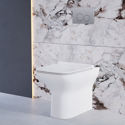 Carre Back to Wall Toilet Bowl Bundle in Glossy White