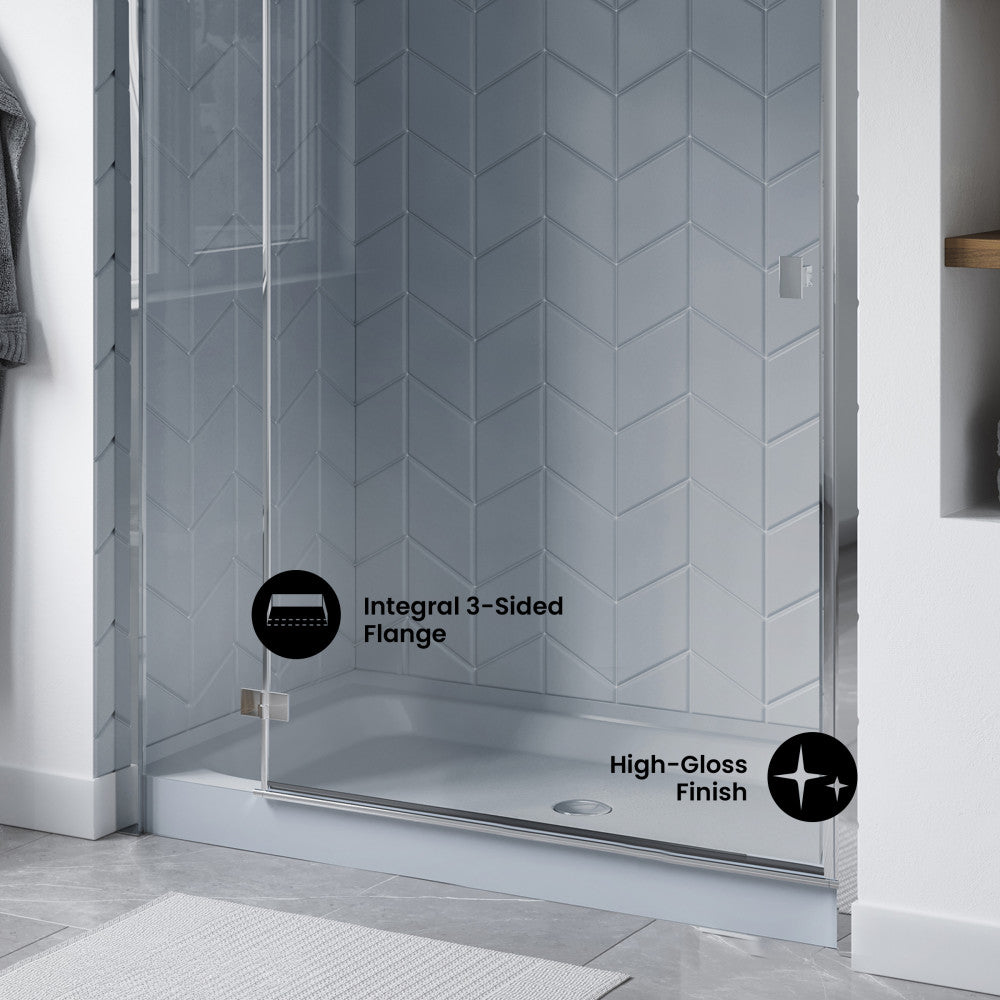 Voltaire 60" x 36" Single-Threshold, Center Drain, Shower Base in Gray