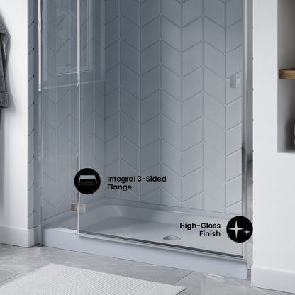 Voltaire 60" x 36" Single-Threshold, Center Drain, Shower Base in Gray