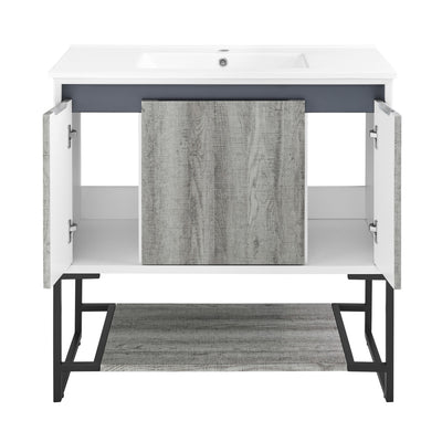 Marseille 36" Freestanding Bathroom Vanity in Gray Oak with Sink Top