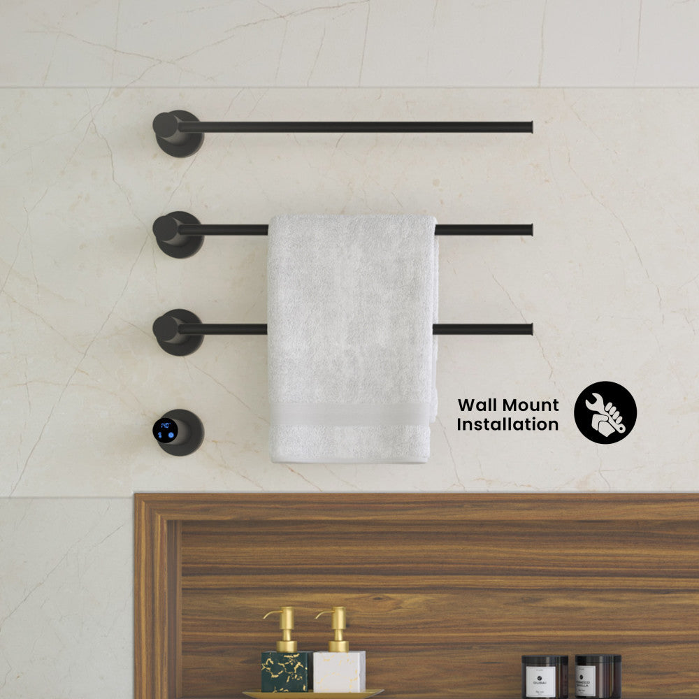 Claire 3-Bar Electric Towel Warmer in Matte Black