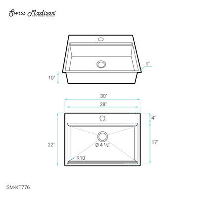 Ravi Single Basin 30 x 22 Topmount Kitchen Workstation Sink