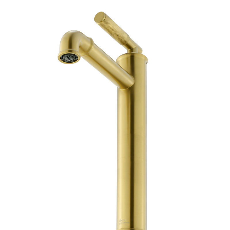 Avallon Single Hole, Single-Handle Sleek, High Arc Bathroom Faucet in Brushed Gold