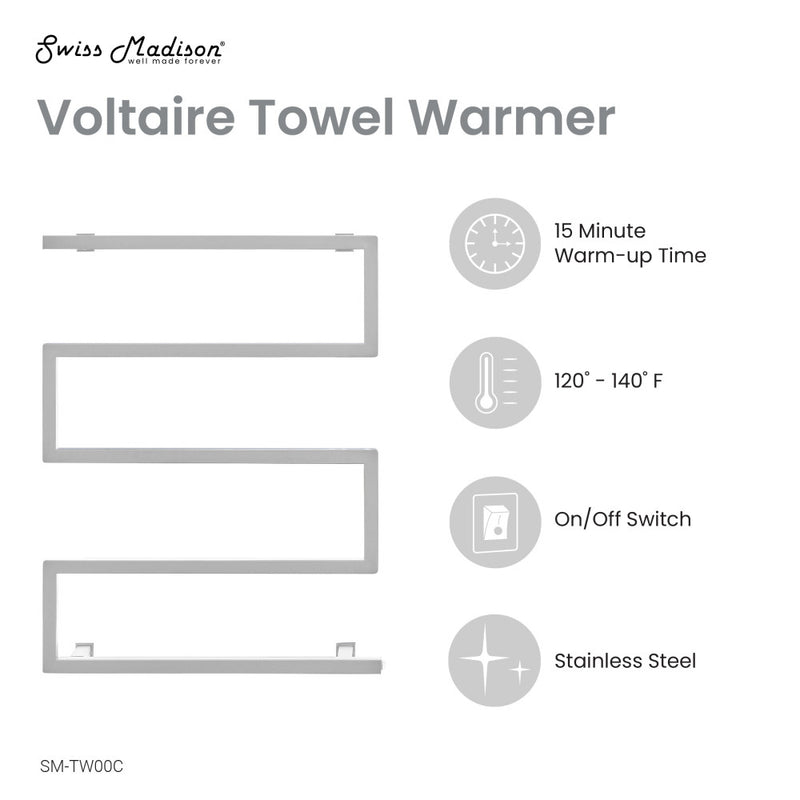 Voltaire 5-Bar Electric Towel Warmer in Chrome