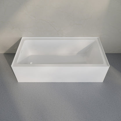 Voltaire 72 x 32 Skirted Left Drain Soaking Alcove Bathtub in Glossy White, Drain Included