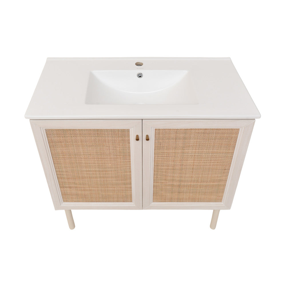 Classe 36" Freestanding Bathroom Vanity in White Oak with Sink Top