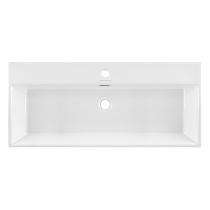 Claire 40 Ceramic Console Sink White Basin Chrome Legs