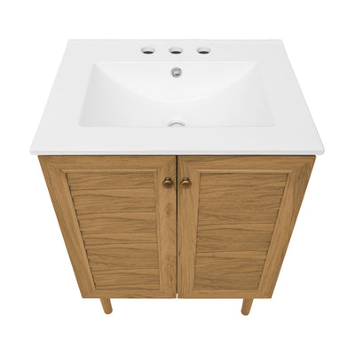 Bron 24" Freestanding Bathroom Vanity in Golden Oak with 3-Hole Centerset Sink Top