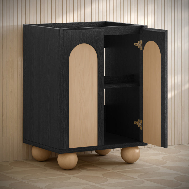 Plaisir II 24" Freestanding Bathroom Vanity Cabinet without Top in Black Oak