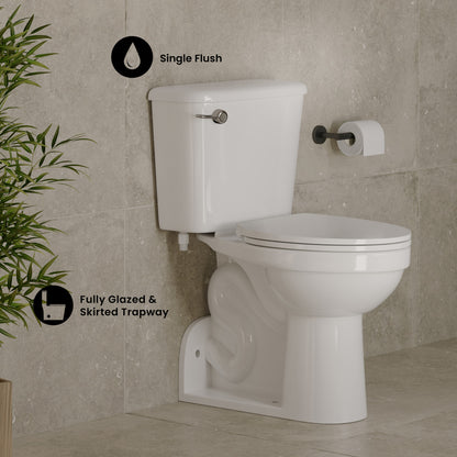 Carlton Marquette Rear-Outlet Two-Piece 1.6 GPF Left-Hand Flush Elongated Toilet in Glossy White