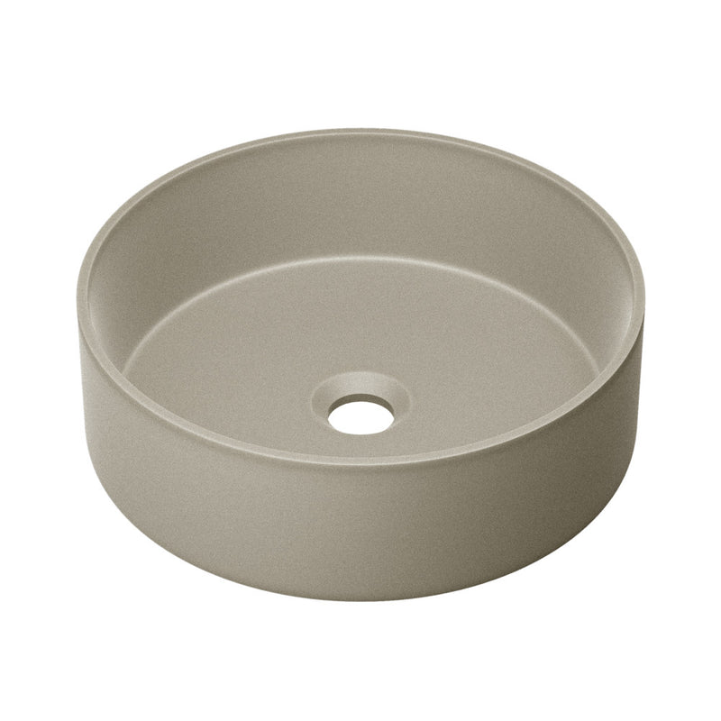Lisse 14.5" Concrete Round Vessel Sink in Matte Taupe