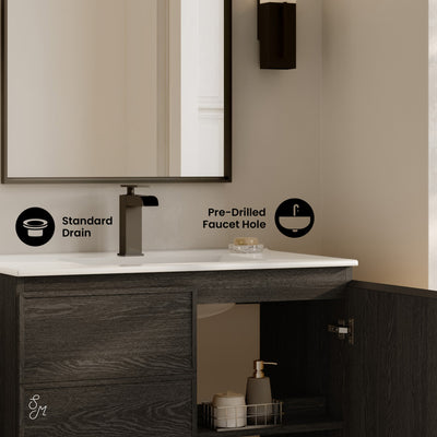 St. Tropez 36" Freestanding Bathroom Vanity in Black Oak with Sink Top