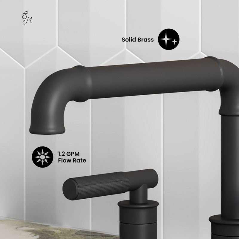 Avallon 8 in. Widespread, Sleek Handle, Bathroom Faucet in Matte Black