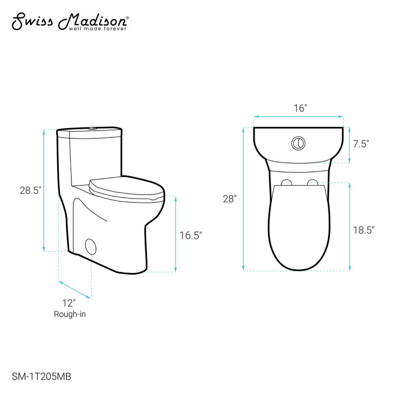 Sublime One-Piece Elongated Toilet Dual-Flush in Matte Black 1.1/1.6 gpf