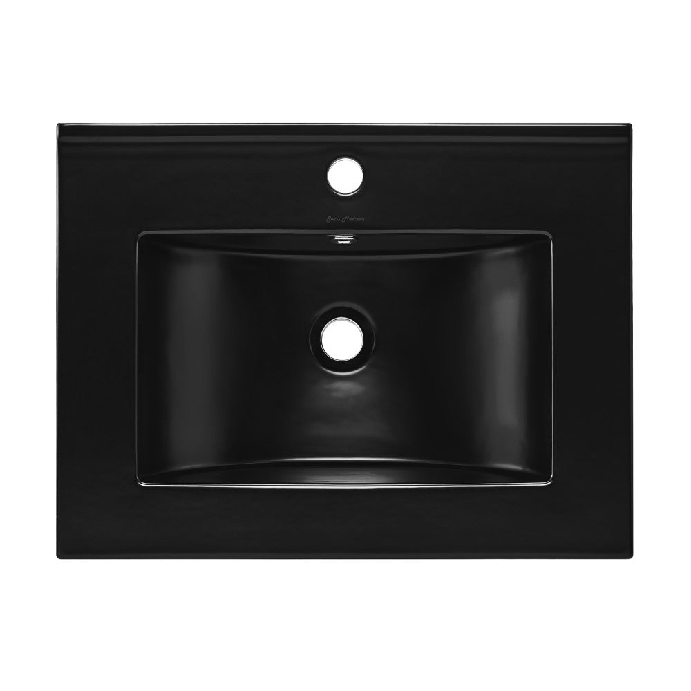 24" Vanity Sink Top in Glossy Black
