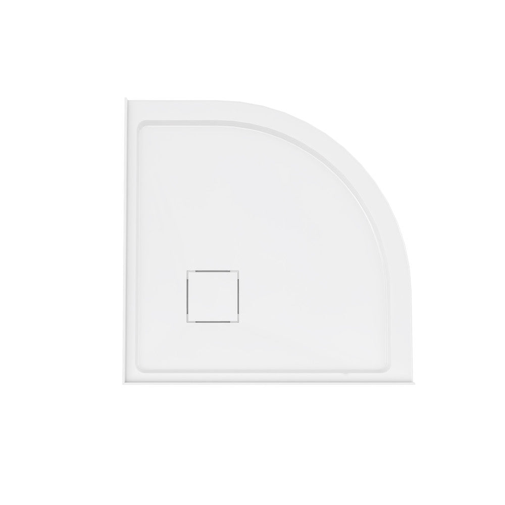 Marquette 32" x 32" Round Corner Double-Threshold Shower Pan Base with Center Drain in Glossy White