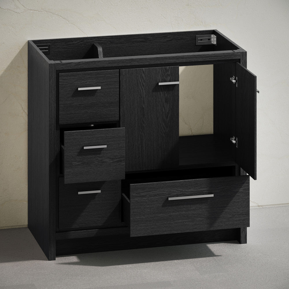 Virage 36" Freestanding Bathroom Vanity in Black Oak without Sink Top