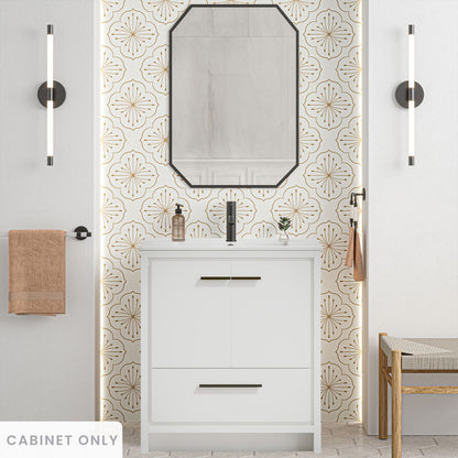 Virage 30" Freestanding Bathroom Vanity in White without Sink Top