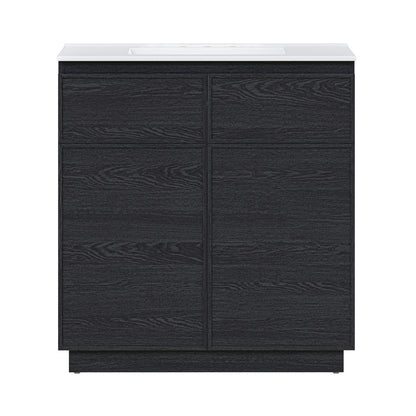 St. Tropez 36" Freestanding Bathroom Vanity in Black Oak with 3-Hole Widespread Sink Top