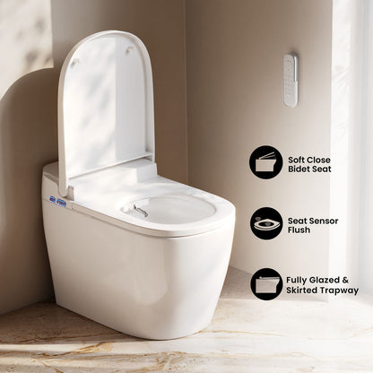 Avancer One Piece Smart Toilet 1.28 GPF in Glossy White with Heated Bidet, Air Drying, Night Light, Foot Sensor