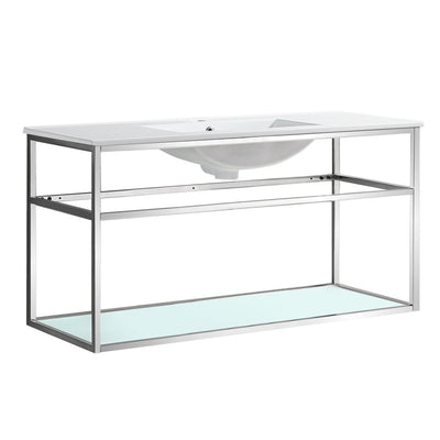 Pierre 48 Single, Open Shelf, Chrome Metal Frame Bathroom Vanity